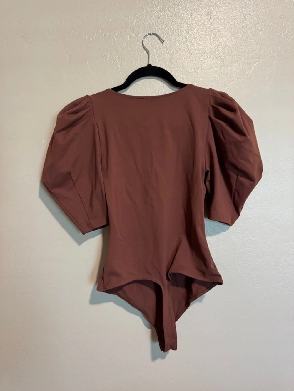 Free People Dusky Mauve Puff-Sleeve V-Neck Bodysuit